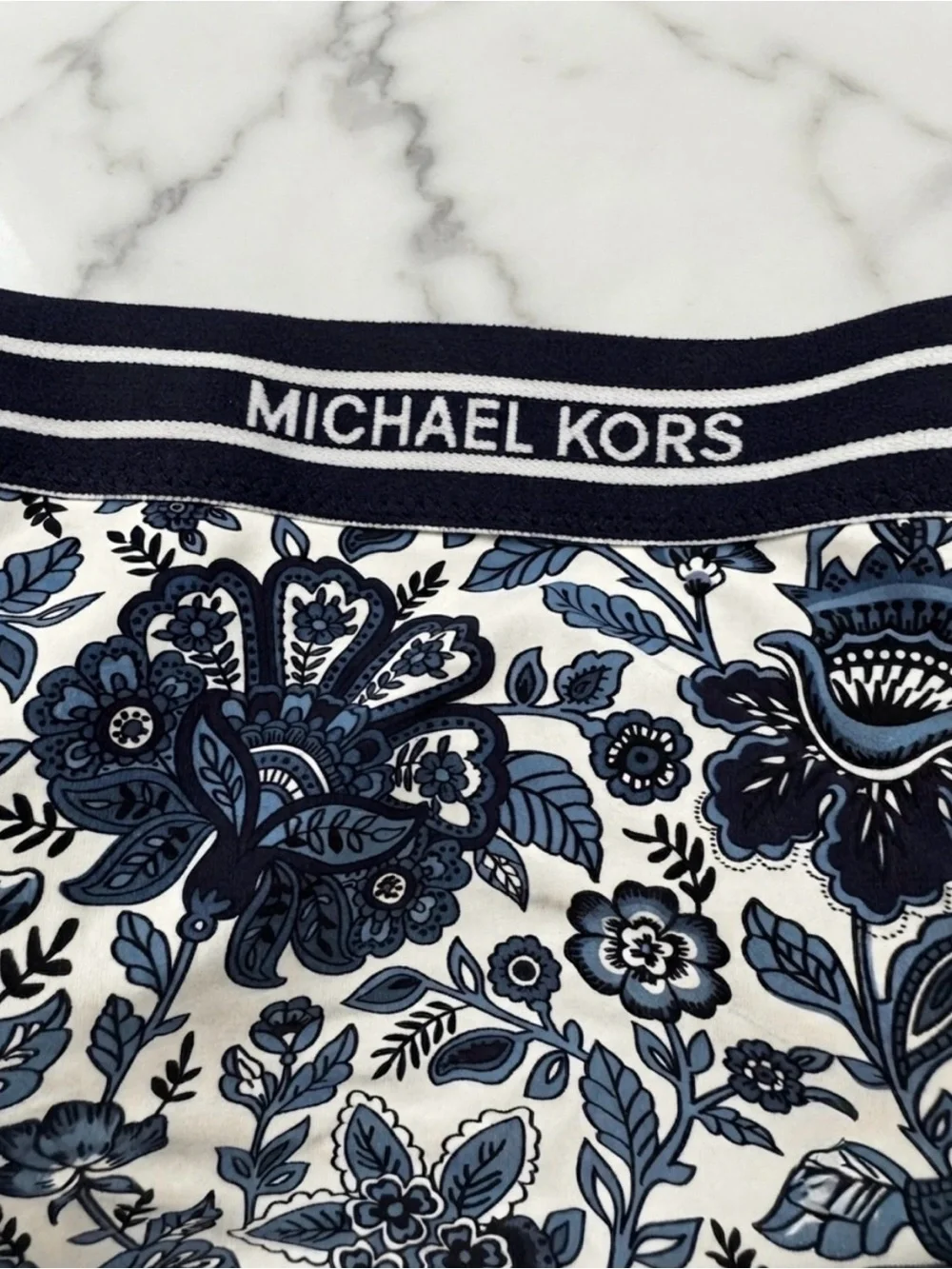 Women's Blue Michael Kors Bandeau Neck Printed One-piece